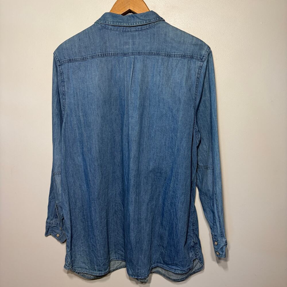 J.Jill Denim Shirt Blouse Blue Cotton Jean Pearl Snap Country Western Casual 2X - Picture 5 of 8